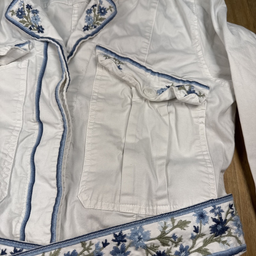 Driftwood Women's M Embroidered Floral Shortall Romper White Boho Hippie Floral - Picture 4 of 15